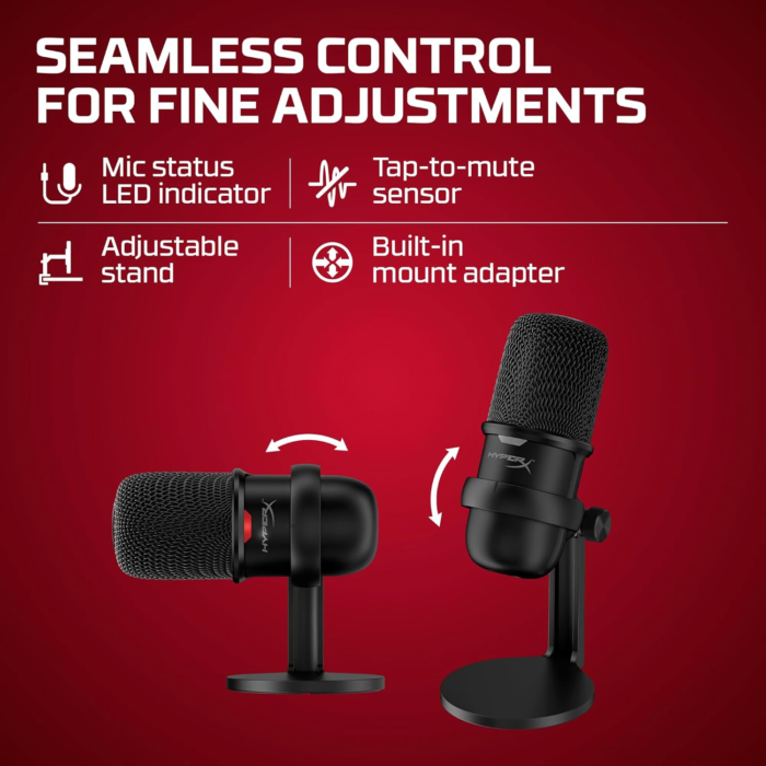 HyperX SoloCast USB Gaming Microphone | LED Status Indicator | Flexible & Adjustable Stand | 4P5P8AA - Black - Image 3