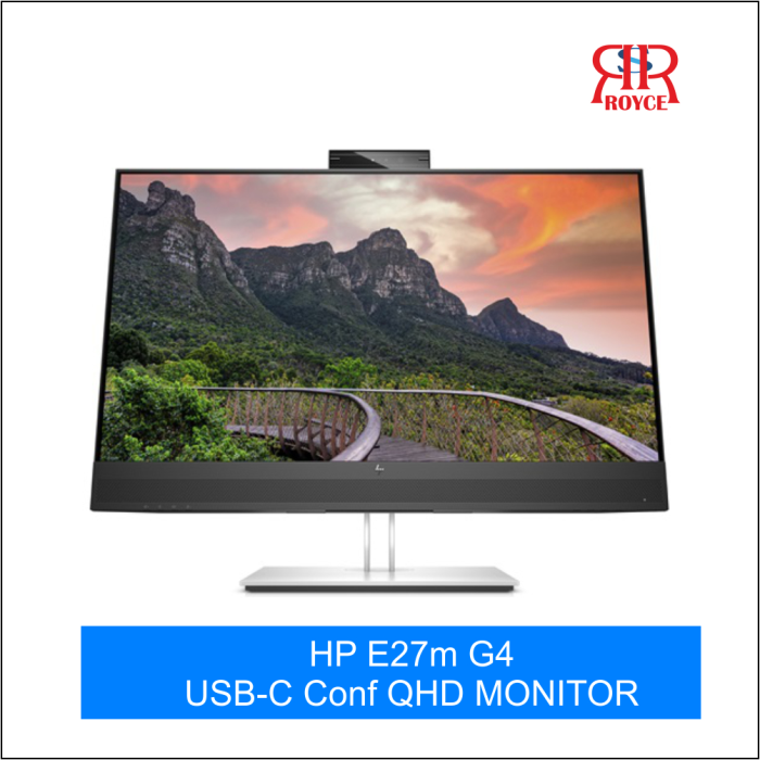 HP E27m G4 USB-C Conferencing Monitor, 27" IPS Display, QHD Resolution, 75Hz Refresh Rate, 5ms (GtG with Overdrive) Response Time, Flicker-Free Technology, Low Blue Light | 40Z29AS#ABV
