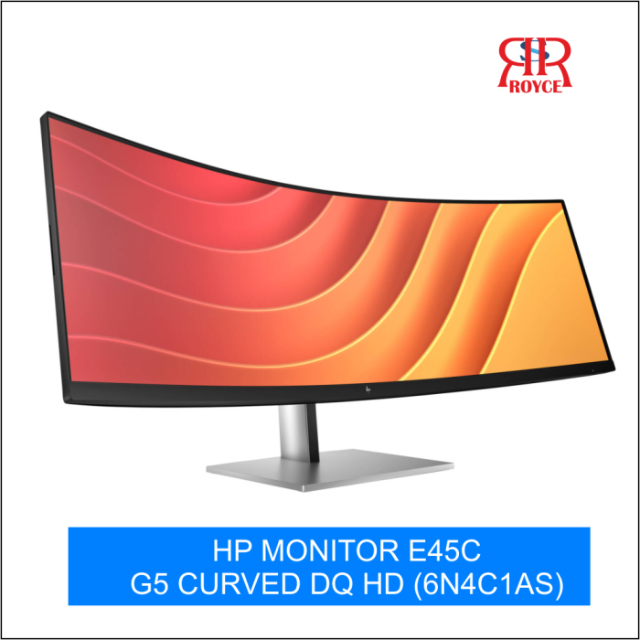 HP E45c G5 Curved Monitor, 45" VA Display, DQHD Resolution, 165Hz Refresh Rate, 3ms (GtG) Response Time, KVM Switch, Ambient Light Sensor, USB-C Connectivity, Black/Silver | 6N4C1AS