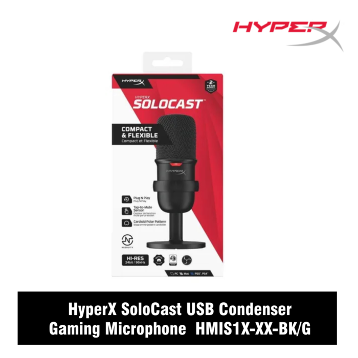 HyperX SoloCast USB Gaming Microphone | LED Status Indicator | Flexible & Adjustable Stand | 4P5P8AA - Black