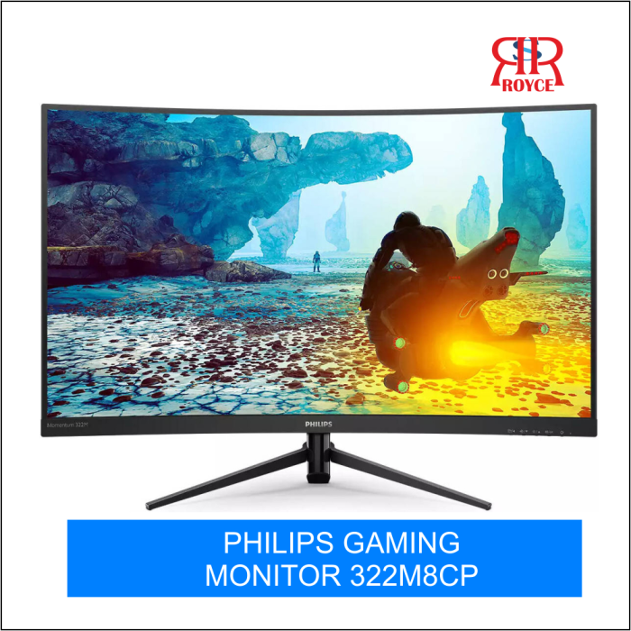 Philips Momentum 322M8CP Gaming Curved Monitor, 32" FHD VA LCD Display, 240Hz Refresh Rate, 0.5ms (MPRT) Response Time, AMD FreeSync Premium Technology, 16.7m Display Colors, Black | 322M8CP/69