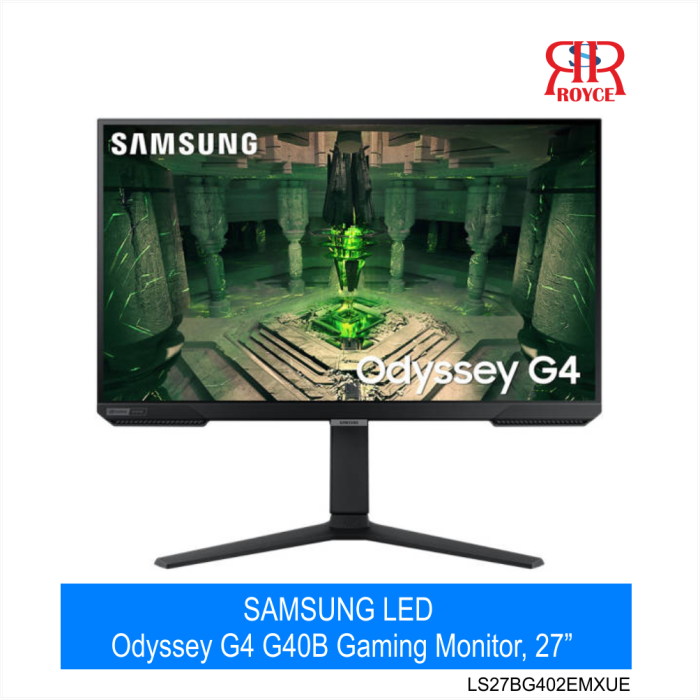 SAMSUNG Odyssey G4 G40B 27" 16 9 FHD IPS Monitor, 240Hz Refresh Rate, HDR10, 1ms Response Time, FreeSync Premium, G-Sync Compatible, Black | LS27BG402EMXUE
