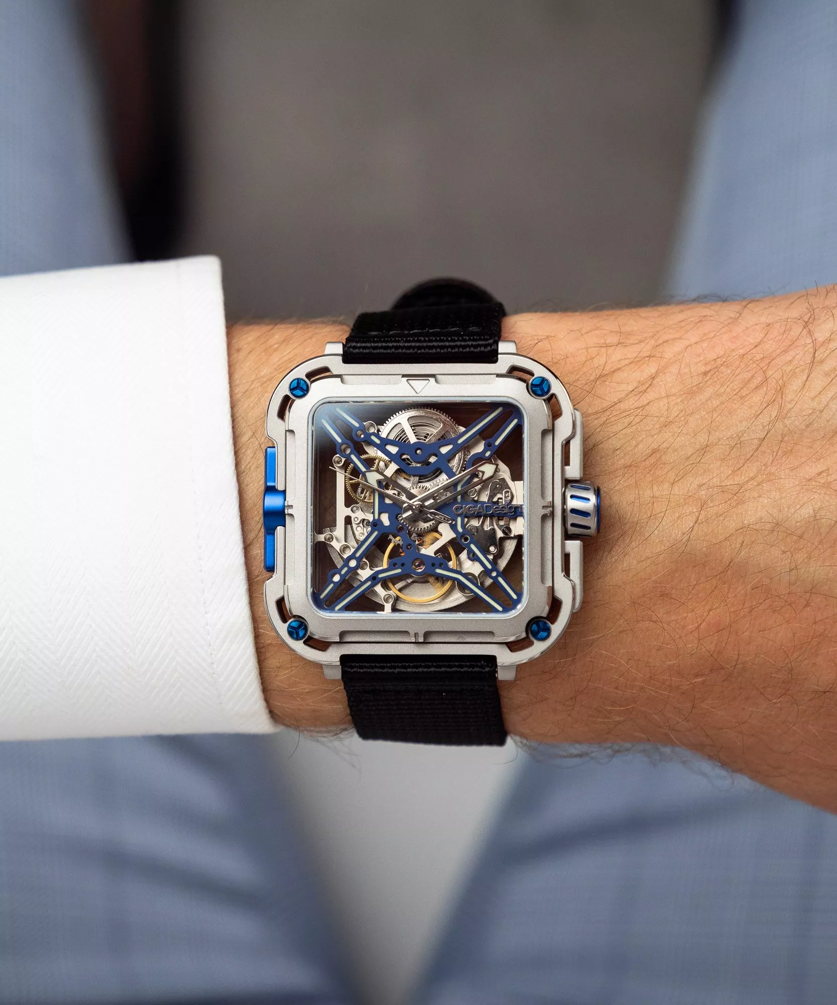Montre Homme CIGA Design Z Series - Automatique Squelette Titane Bleu - Boîte & Livret - Neuve